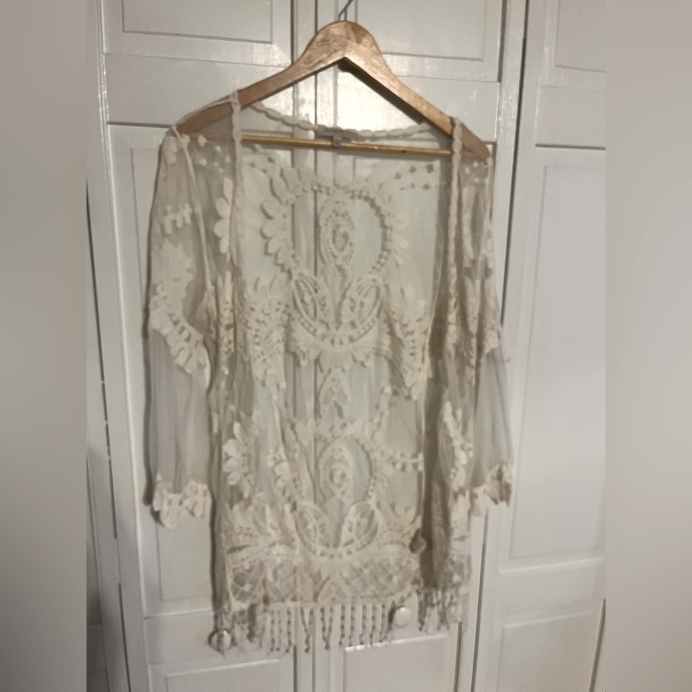 Blue Pearl lace wrap